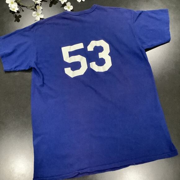 Vintage Russell Athletic T Shirt Jersey Bears #53 70’s 80’s Royal Blue Ringer - Picture 11 of 16